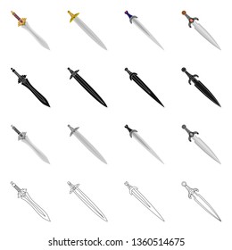 Vector design of game  and armor  sign. Collection of game  and blade  vector icon for stock.