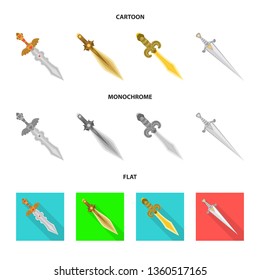 Vector design of game  and armor  sign. Set of game  and blade  stock symbol for web.