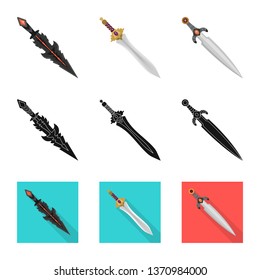 Vector design of game  and armor  sign. Collection of game  and blade  vector icon for stock.