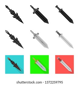 Vector design of game  and armor  sign. Set of game  and blade  stock vector illustration.
