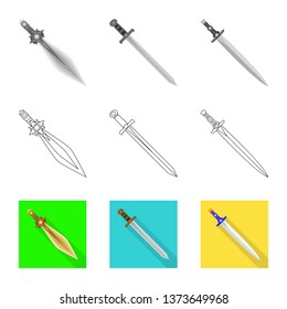 Vector design of game  and armor  sign. Collection of game  and blade  vector icon for stock.