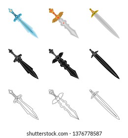 Vector design of game  and armor  sign. Set of game  and blade  stock symbol for web.
