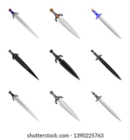 Vector design of game  and armor  sign. Set of game  and blade  stock symbol for web.