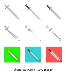 Vector design of game  and armor  sign. Collection of game  and blade  vector icon for stock.