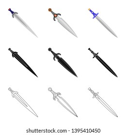 Vector design of game  and armor  sign. Collection of game  and blade  stock vector illustration.