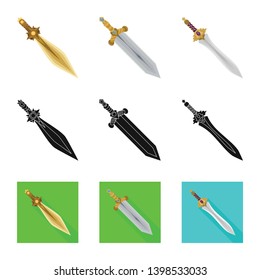 Vector design of game  and armor  sign. Collection of game  and blade  vector icon for stock.