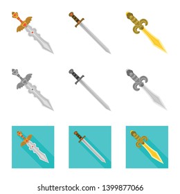 Vector design of game  and armor  sign. Set of game  and blade  stock symbol for web.