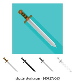 Vector design of game  and armor  sign. Collection of game  and blade  vector icon for stock.