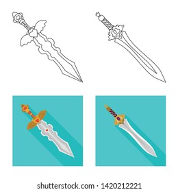 Vector design of game  and armor  sign. Set of game  and blade  vector icon for stock.