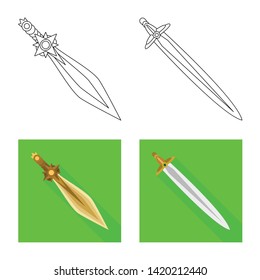 Vector design of game  and armor  sign. Collection of game  and blade  stock vector illustration.