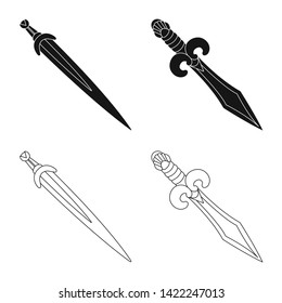 Vector design of game  and armor  sign. Set of game  and blade  stock symbol for web.