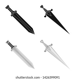 Vector design of game and armor sign. Set of game and blade vector icon for stock.