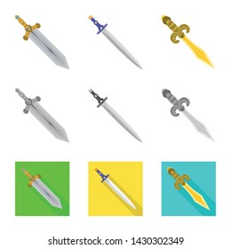 Vector design of game and armor sign. Set of game and blade vector icon for stock.