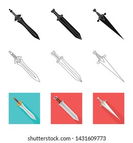 Vector design of game and armor sign. Set of game and blade vector icon for stock.