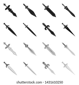 Vector design of game and armor sign. Set of game and blade stock symbol for web.