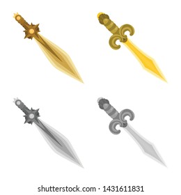 Vector design of game and armor sign. Set of game and blade stock symbol for web.