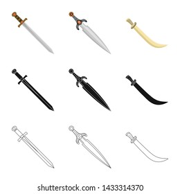 Vector design of game and armor sign. Collection of game and blade vector icon for stock.