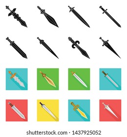 Vector design of game and armor sign. Set of game and blade stock symbol for web.