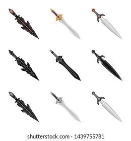 Vector design of game and armor sign. Collection of game and blade stock symbol for web.
