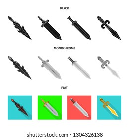 Vector design of game  and armor  symbol. Set of game  and blade  vector icon for stock.