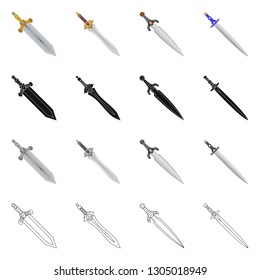 Vector design of game  and armor  symbol. Collection of game  and blade  vector icon for stock.