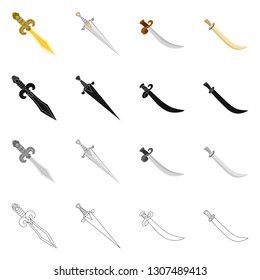 Vector design of game  and armor  symbol. Set of game  and blade  vector icon for stock.