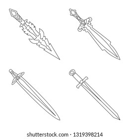 Vector design of game  and armor  symbol. Collection of game  and blade  vector icon for stock.