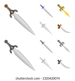 Vector design of game  and armor  symbol. Set of game  and blade  stock vector illustration.