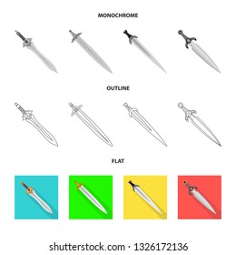 Vector design of game  and armor  symbol. Collection of game  and blade  vector icon for stock.