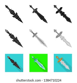 Vector design of game  and armor  symbol. Set of game  and blade  vector icon for stock.