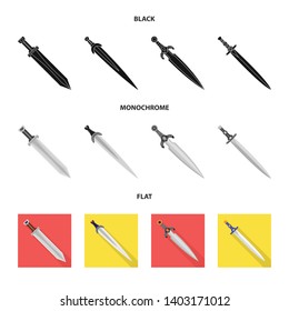 Vector design of game  and armor  symbol. Set of game  and blade  vector icon for stock.