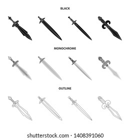 Vector design of game  and armor  symbol. Collection of game  and blade  vector icon for stock.