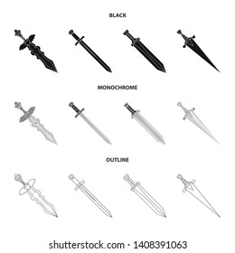 Vector design of game  and armor  symbol. Collection of game  and blade  vector icon for stock.