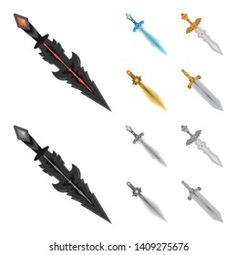 Vector design of game  and armor  symbol. Set of game  and blade  stock vector illustration.