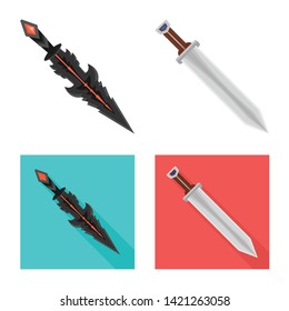 Vector design of game  and armor  symbol. Collection of game  and blade  stock vector illustration.