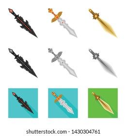 Vector design of game and armor symbol. Collection of game and blade vector icon for stock.