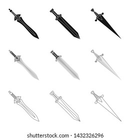 Vector design of game and armor symbol. Collection of game and blade stock vector illustration.