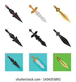 Vector design of game and armor symbol. Set of game and blade vector icon for stock.