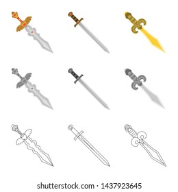 Vector design of game and armor symbol. Set of game and blade stock symbol for web.
