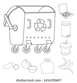 Vector design of garbage and ecology icon. Collection of garbage and recycling stock symbol for web.