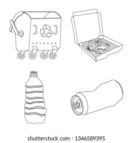 Vector design of garbage and ecology logo. Collection of garbage and recycling stock symbol for web.