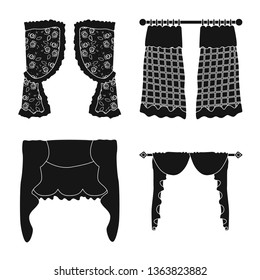Vector design of garter and blinds symbol. Collection of garter and drapery stock vector illustration.
