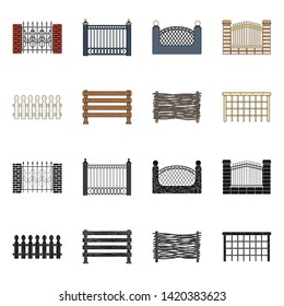 Vector design of gate and fence icon. Set of gate and wall stock vector illustration.