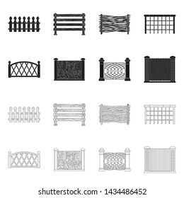 Vector design of gate and fence icon. Collection of gate and wall vector icon for stock.