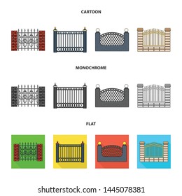 Vector design of gate and fence icon. Set of gate and wall stock symbol for web.