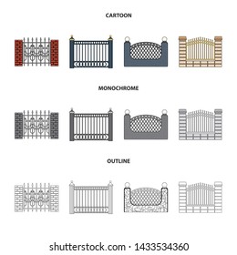Vector design of gate and fence logo. Set of gate and wall stock vector illustration.