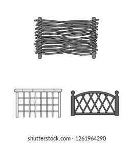 Vector design of gate and fence sign. Collection of gate and wall stock symbol for web.