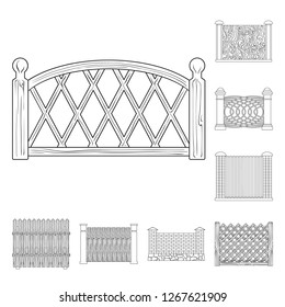 Vector design of gate and fence sign. Collection of gate and wall stock vector illustration.