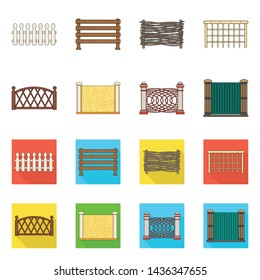 Vector design of gate and fence sign. Set of gate and wall vector icon for stock.