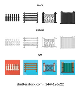 Vector design of gate and fence sign. Collection of gate and wall vector icon for stock.